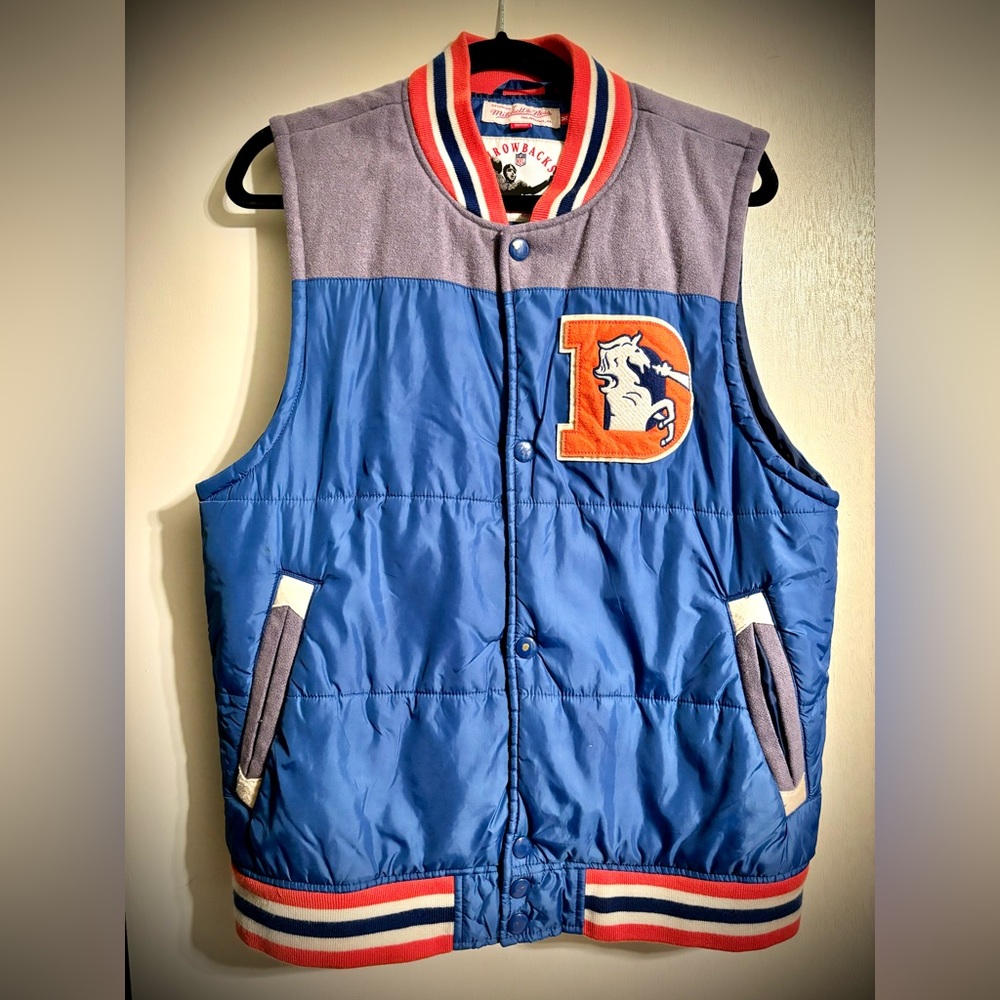 Mitchell & Ness official vintage Denver Broncos down vest